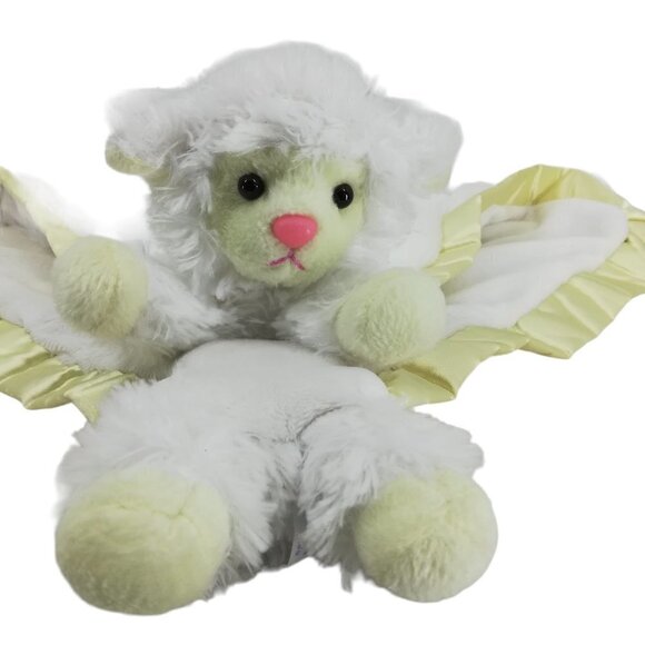 Aurora Baby Lamb Sheep Plush Lovey Lovie Satin Fleece Security Blanket White - Picture 1 of 7